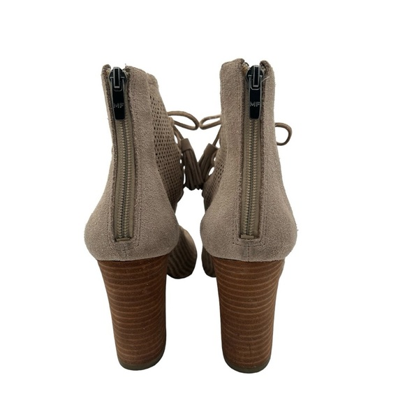 Marc Fisher Shaini Perforated Lace-up Peep Toe Ankle Booties - Picture 3 of 13